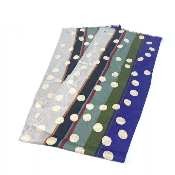 LOUIS VUITTON Dot polka dots LV logo Fringe Scarf Stole/Shawl silk Beige/purple - Picture 4 of 10